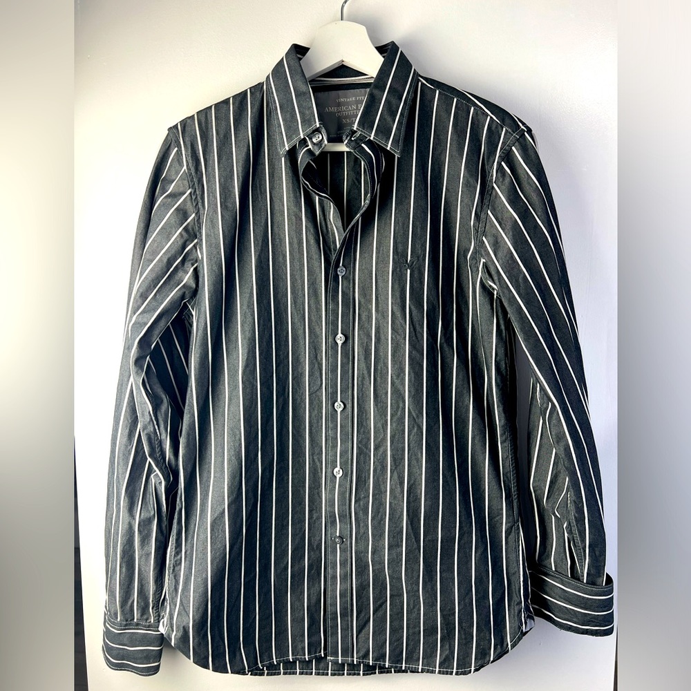 American Eagle- woman’s pinstripe button down shirt- Size XS